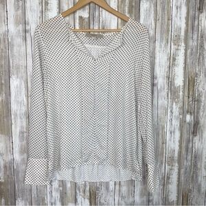 LOFT Black White Polka Dot Blouse Medium Office Casual Top